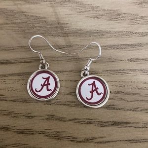 Silver plated Alabama fishhook earrings